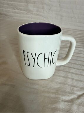 Rae Dunn White Mug with Purple Interior - 'PSYCHIC'